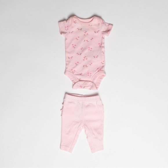 Carter's Other - Carters ditsy floral pink bodysuit and pants